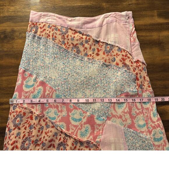 Free People Size 8 Skirt Maxi Palma Patchwork Boho Long Flowy Cottagecore Floral - Picture 10 of 15